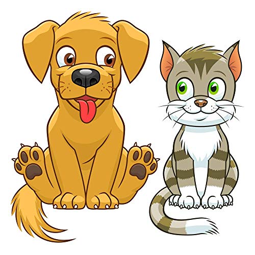 5 Ace Dog Cat Cartoon Self Adhesive Stricker Paper Poster for Play Schools; Every Room; Office; Gym (Multicolour) - Image 1