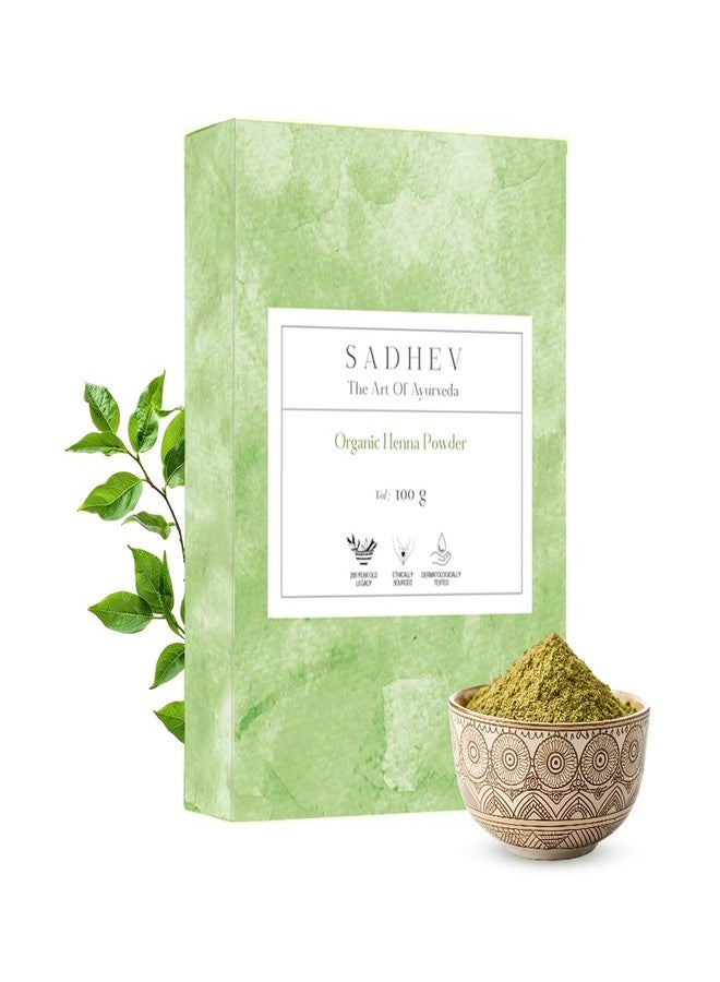 Sadhev Organic Henna Powder 100 gm | 100% Organic Henna Powder | Conditions & Strengthens | Adds Shine & Volume | Ayurvedic Blend - Image 1