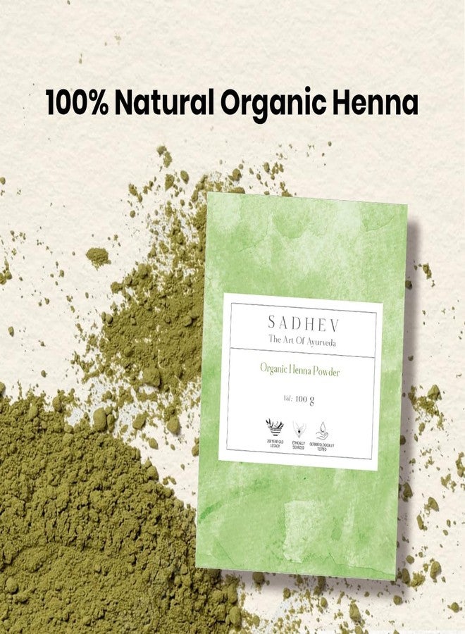Sadhev Organic Henna Powder 100 gm | 100% Organic Henna Powder | Conditions & Strengthens | Adds Shine & Volume | Ayurvedic Blend - Image 2