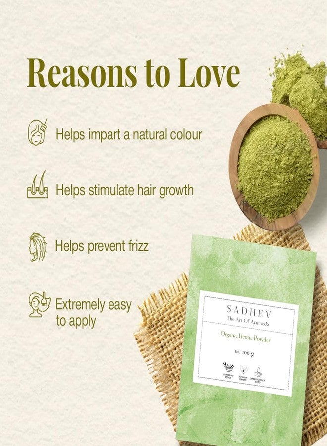 Sadhev Organic Henna Powder 100 gm | 100% Organic Henna Powder | Conditions & Strengthens | Adds Shine & Volume | Ayurvedic Blend - Image 3