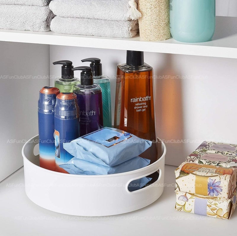 ASFunClub Plastic FunClub Rotating Kitchen Organizer - 360° Revolving Multi-Purpose Storage Tray for Cabinet, Spice Rack, Cosmetic Holder (B), Free Standing, Revolving - Image 5