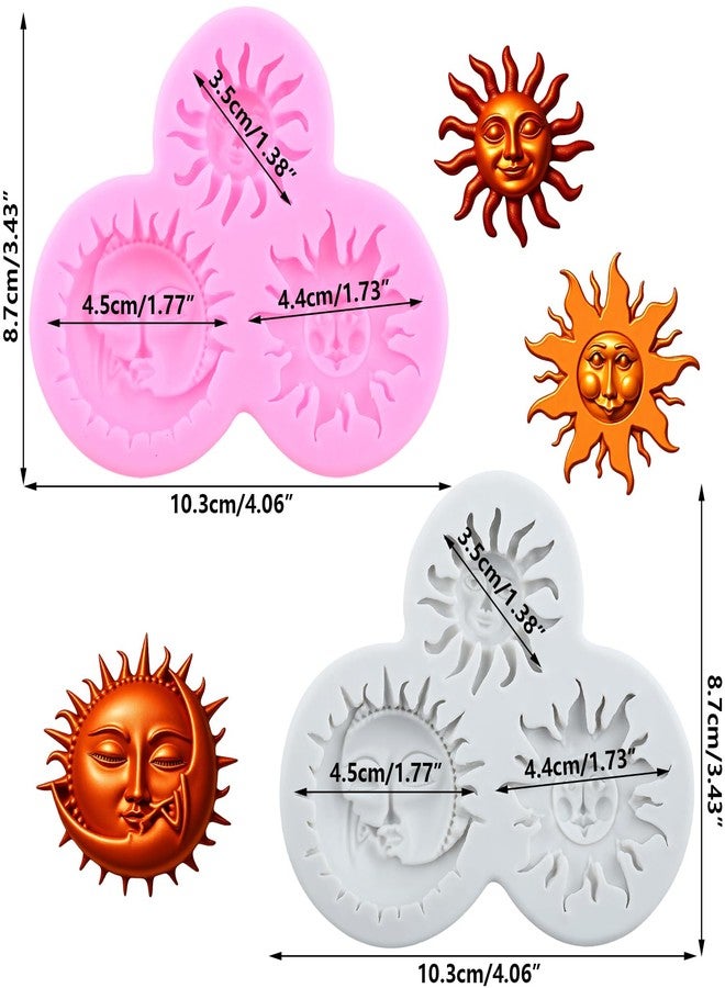 RFGHAC Sun Moon Face Silicone Molds Sun Face Fondant Mold for Cake Decorating Cupcake Topper Chocolate Candy Gum Paste Polymer Clay Set Of 2 - Image 2