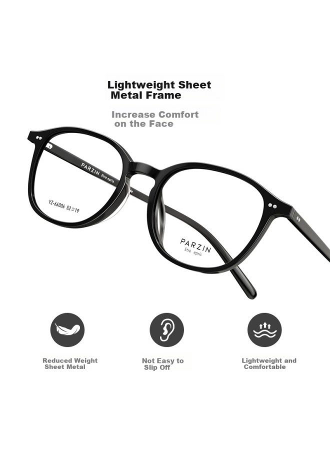 Parzin Uni Lightweight Rectangular Eyeglass Frame For Myopia With D-shaped Frame, Model 66006 - Image 2