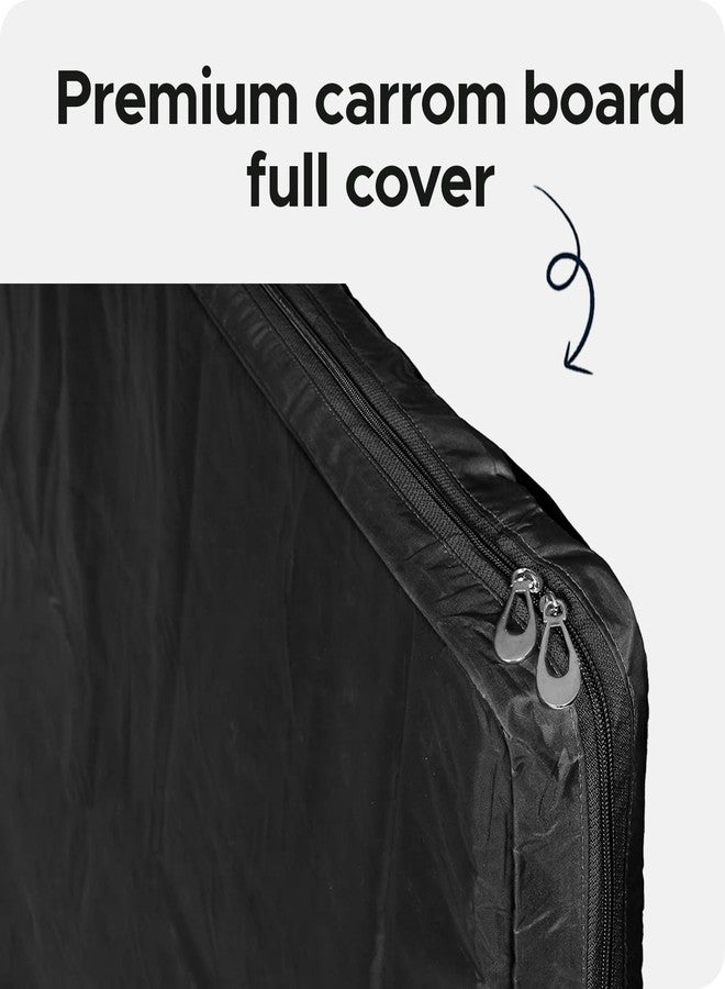 Encasify Premium 40x40 Inch Jumbo Full Carrom Board Cover - Advanced Board Protection with Dedicated Accessories Pocket | Black - Image 2