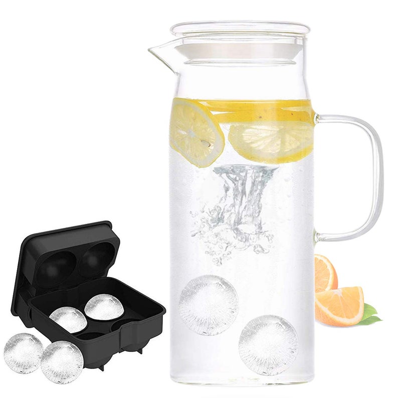 Glass Pitcher with Lid  High Heat Resistance Stovetop Safe Pitcher for HotCold Water  Iced Tea