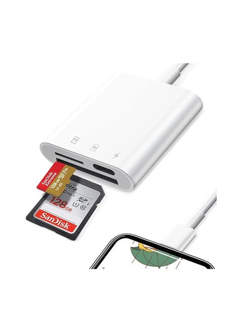 SD Card Reader for iPhone iPad,Trail Game Camera SD Card Reader Viewer,SLR Cameras SD Reader Accessories with Dual Slots,Photography Memory Card Adapter,Plug and Play