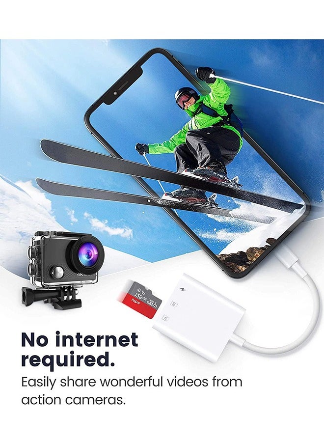 SD Card Reader for iPhone iPad,Trail Game Camera SD Card Reader Viewer,SLR Cameras SD Reader Accessories with Dual Slots,Photography Memory Card Adapter,Plug and Play