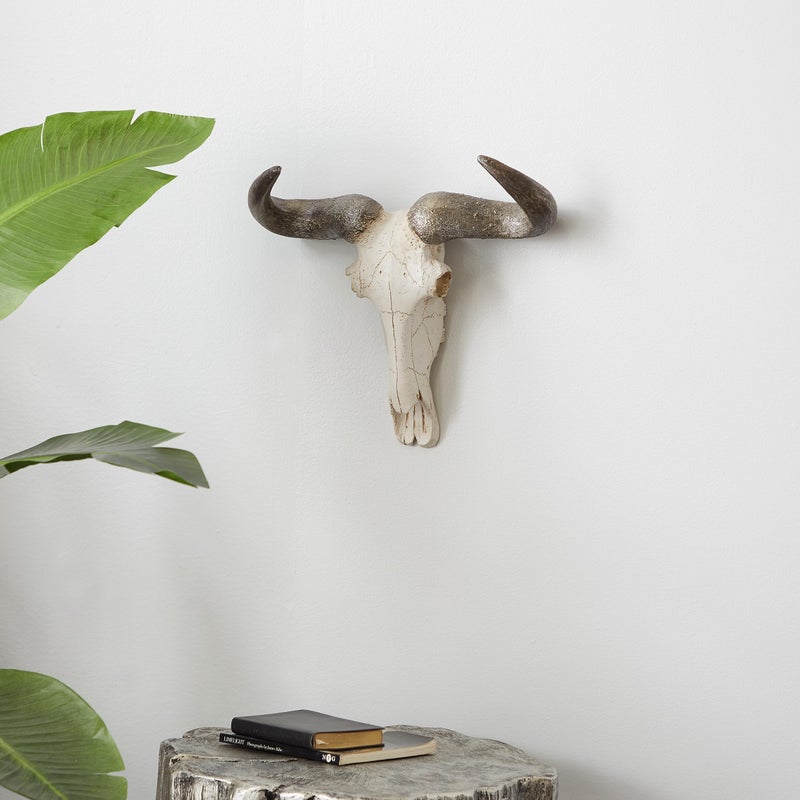 Deco 79 Polystone Cow Home Wall Decor Skull Wall Sculpture, Wall Art 16" x 5" x 12", White - Image 5
