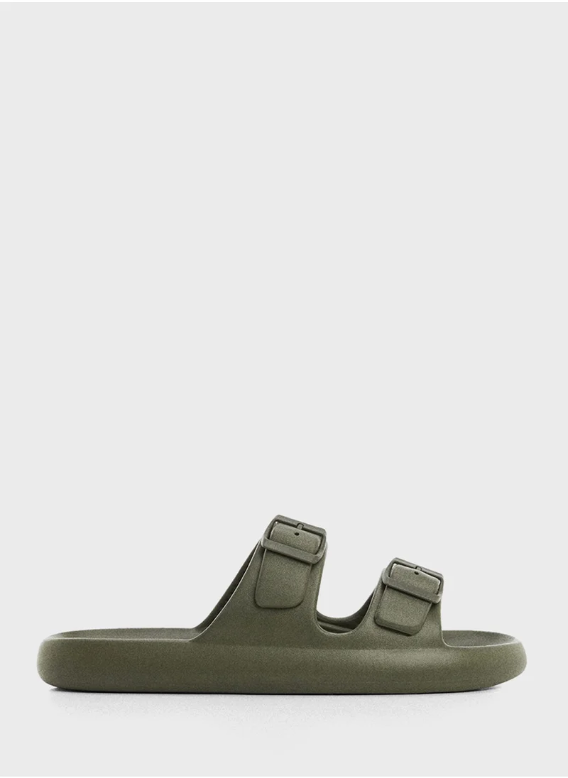 مانجو مان Double Buckle Rubber Sandals