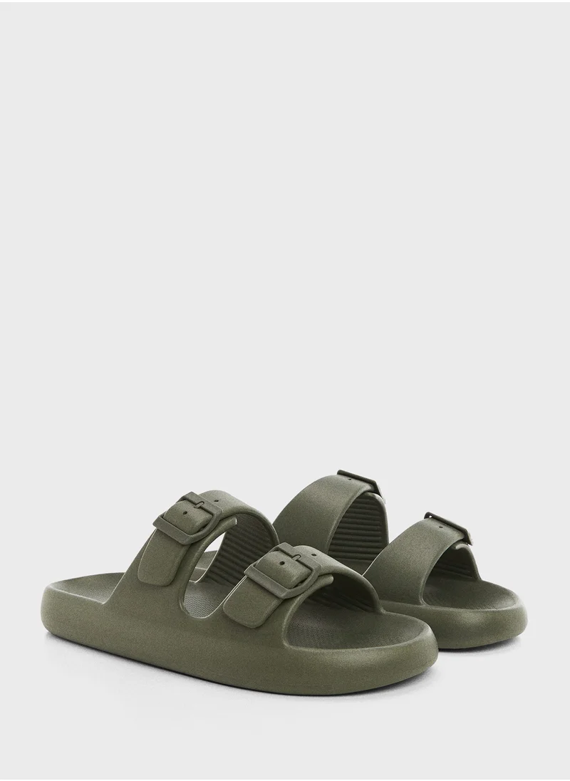 مانجو مان Double Buckle Rubber Sandals