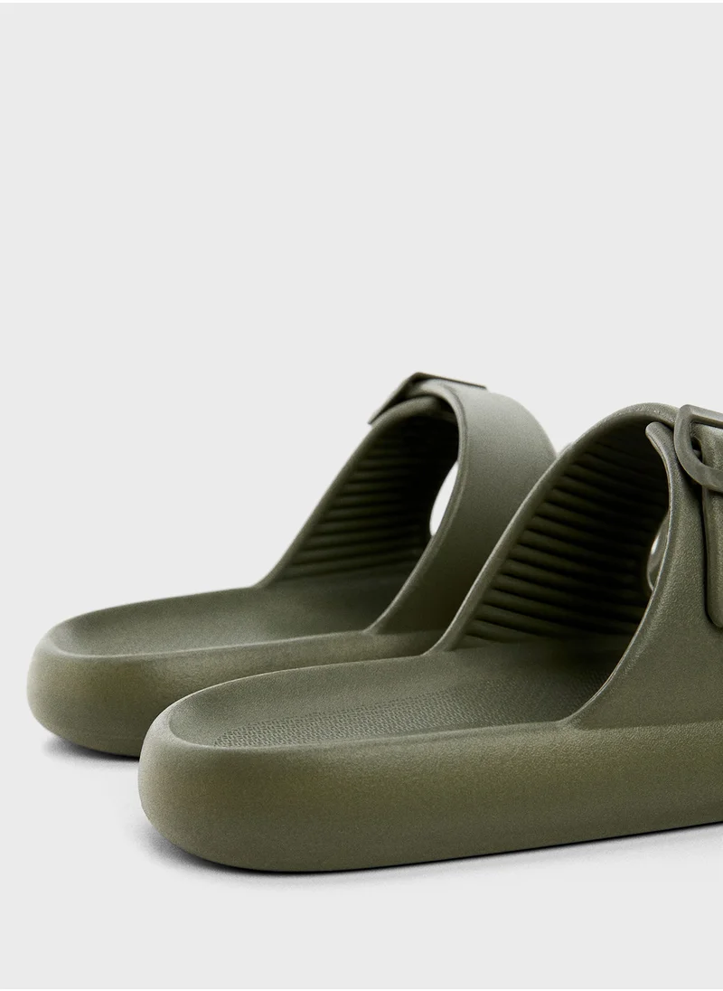 مانجو مان Double Buckle Rubber Sandals