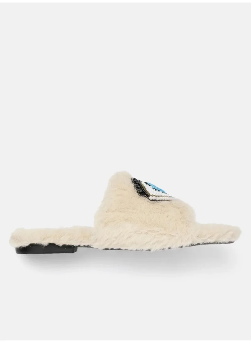 ZORIWORLD  Buttereye Chic Indoor Slipper Slides Soft Vegan Fur & Lightweight Cushioned Sole Hand-Beaded Design for Women | Best Price UAE