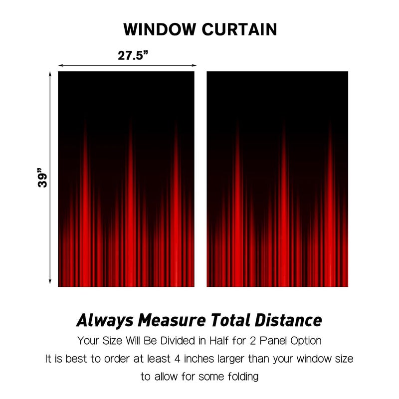 Coxila Red and Black Kitchen Window Curtains 27.5 x 39 Inch Small Short Mini Cafe Rod Pocket Ombre Gothic Goth Dark Anime Cool Living Bedroom Room Home Treatment Set of 2 Curtain Panels Drapes Tiers - Image 5