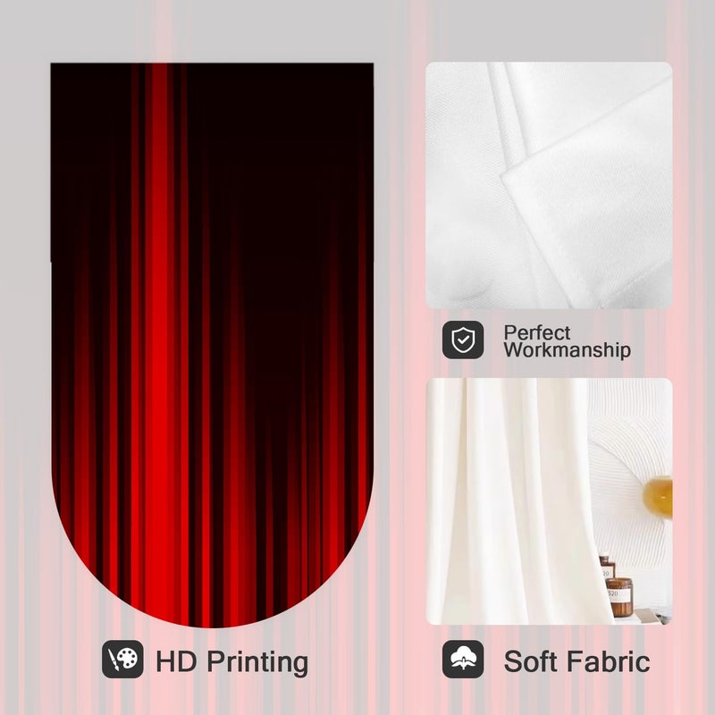 Coxila Red and Black Kitchen Window Curtains 27.5 x 39 Inch Small Short Mini Cafe Rod Pocket Ombre Gothic Goth Dark Anime Cool Living Bedroom Room Home Treatment Set of 2 Curtain Panels Drapes Tiers - Image 2
