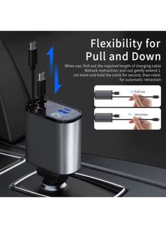 SMARTX 12/24V 120W Super Fast Car Charger with Retractable Charging Cable Fast Car Power Adapter PD20W for iPhone Type C 40W Car Bluetooth USB Charger Plug with iPhone,Samsung,Galaxy,Huawei,Xiaomi  - Image 5