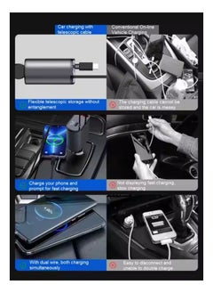 SMARTX 12/24V 120W Super Fast Car Charger with Retractable Charging Cable Fast Car Power Adapter PD20W for iPhone Type C 40W Car Bluetooth USB Charger Plug with iPhone,Samsung,Galaxy,Huawei,Xiaomi  - Image 4