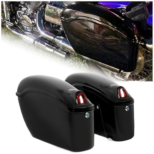 KUAFU Universal Hard Saddle Bags WLock Mounting Brackets Compatible with Yamaha Honda Shadow Cruiser Suzuki kawasaki Vulcan Victory Viking Motorcycle Saddlebags wLights Luggage Trunk 36L - Image 1