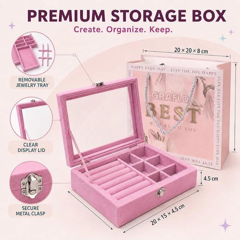 GRAFLO Bracelet Making Kit for Girls, Charm Bracelets Kit with 66pcs Beads with Jewelry Box, Elegant Clay Set for DIY Craft, Gift for Adolescent & Kids, for 6-12 Years Old (Gold & Pink) - Image 5
