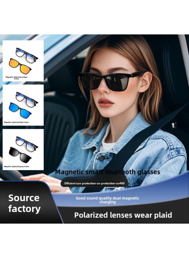 Smart Glasses GS05 Bluetooth Glasses Magnetic Sunglasses Driving Calls Listening To Songs Anti-ultraviolet Anti-blue Light-Color:Black - Image 2