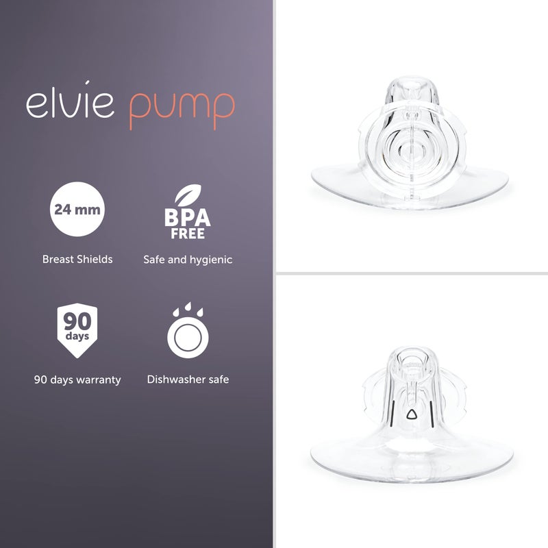 Elvie Breast Pump Breast Shield - 24mm - Nipple Flange for Pumping Breast Milk - Accessories & Breastfeeding Essentials for Electric Pumps - BPA Free, Dishwasher Safe - 2 Pack - Image 2