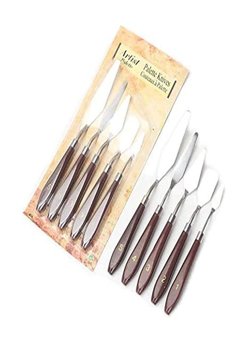 Artist Artist Painting Knives Set - 5 Pieces Painting Knives Stainless Steel Spatula Palette Knife Oil Painting Accessories Color Mixing Set for Oil, Canvas, Acrylic  - Image 1