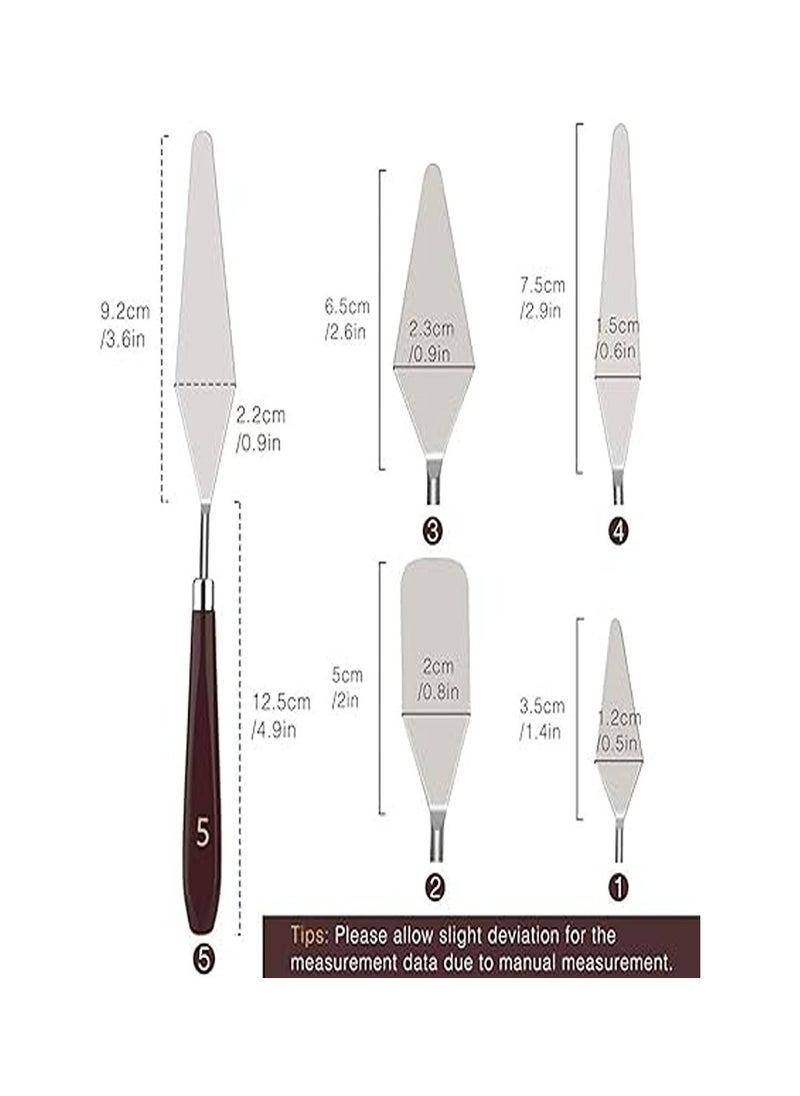Artist Artist Painting Knives Set - 5 Pieces Painting Knives Stainless Steel Spatula Palette Knife Oil Painting Accessories Color Mixing Set for Oil, Canvas, Acrylic  - Image 2
