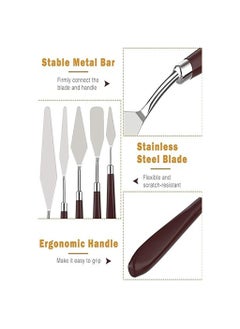 Artist Artist Painting Knives Set - 5 Pieces Painting Knives Stainless Steel Spatula Palette Knife Oil Painting Accessories Color Mixing Set for Oil, Canvas, Acrylic  - Image 4