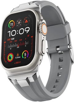 Suitisbest Sport Band for Apple Watch Ultra 2/Apple Watch Ultra Bands 49mm 45mm 44mm 42mm, Wide Rugged 316L Stainless Steel Connector Durable Silicone Band for iWatch Ultra 9 8 7 6 5 4 3 SE