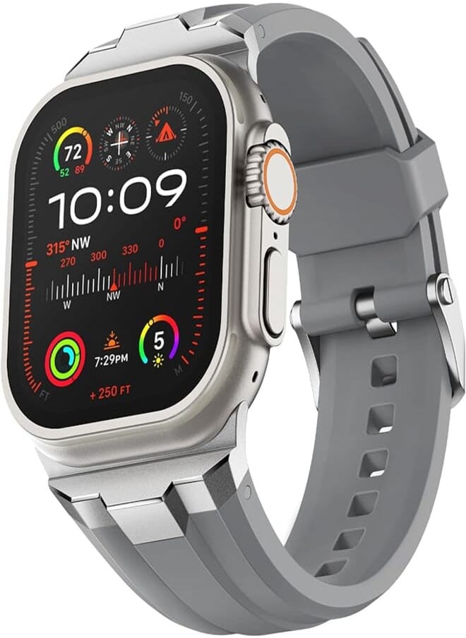 Suitisbest - Suitisbest Sport Band for Apple Watch Ultra 2/Apple Watch Ultra Bands 49mm 45mm 44mm 42mm, Wide Rugged 316L Stainless Steel Connector Durable Silicone Band for iWatch Ultra 9 8 7 6 5 4 3 SE - Image 1