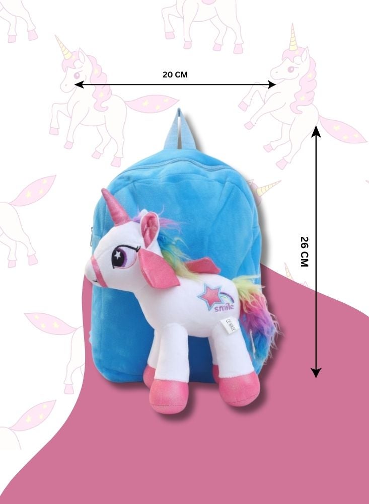 بريميم حقيبة ظهر يونيكورن قطيفة للبنات - حقيبة مدرسية ناعمة على شكل دمية يونيكورن بألوان قوس قزح مع تصميم ثلاثي الأبعاد لطيف، حقيبة ظهر خفيفة الوزن للأطفال لمرحلة ما قبل المدرسة والسفر - Image 5