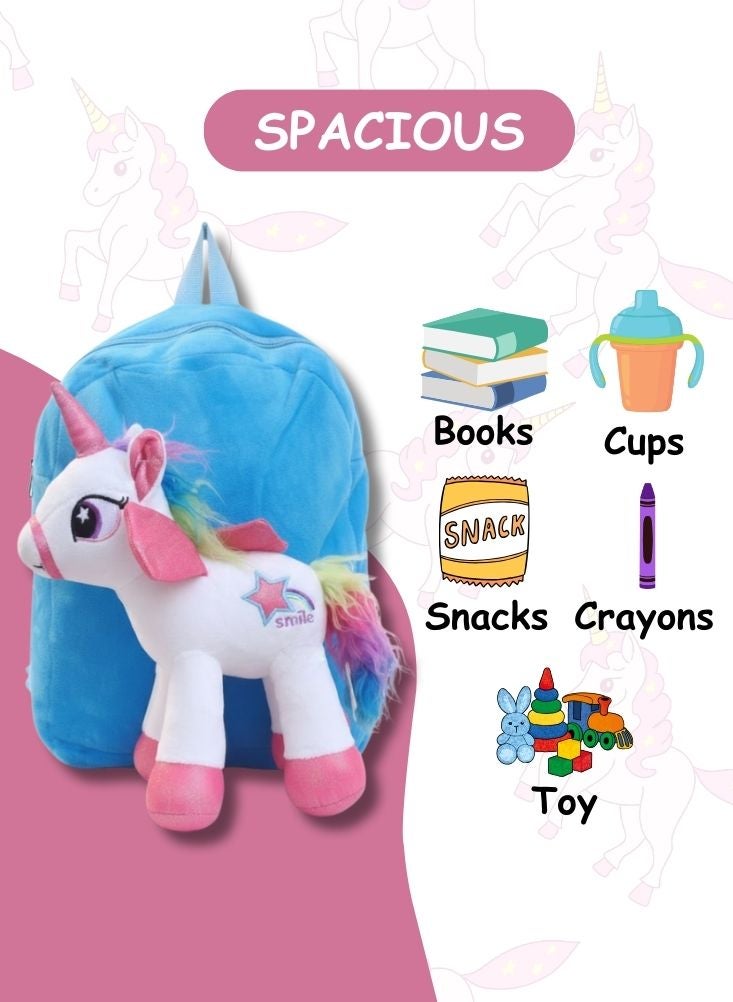 بريميم حقيبة ظهر يونيكورن قطيفة للبنات - حقيبة مدرسية ناعمة على شكل دمية يونيكورن بألوان قوس قزح مع تصميم ثلاثي الأبعاد لطيف، حقيبة ظهر خفيفة الوزن للأطفال لمرحلة ما قبل المدرسة والسفر - Image 4