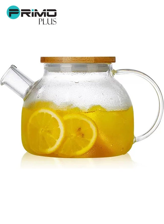 بريمو بلس طقم إبريق شاي زجاجي مقاوم للحرارة شفاف 1000مل - Image 1