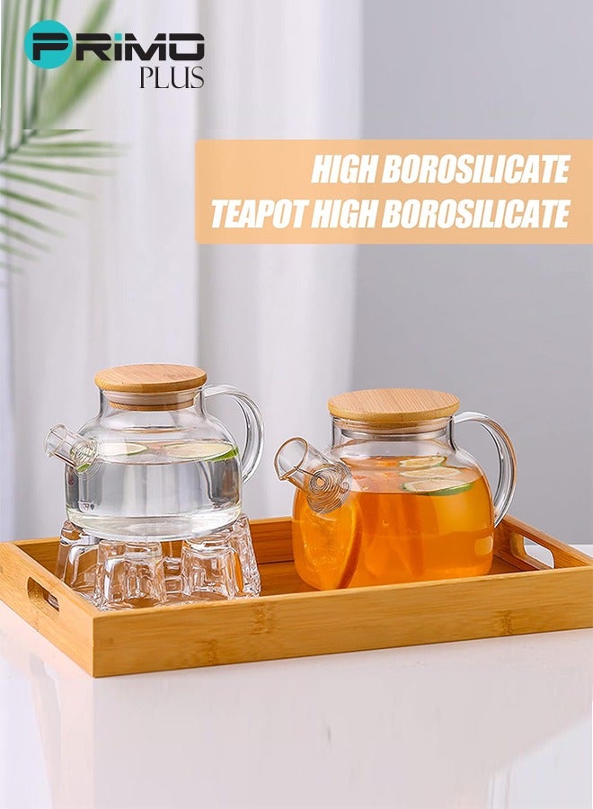 بريمو بلس طقم إبريق شاي زجاجي مقاوم للحرارة شفاف 1000مل - Image 3