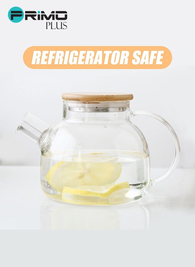 بريمو بلس طقم إبريق شاي زجاجي مقاوم للحرارة شفاف 1000مل - Image 2