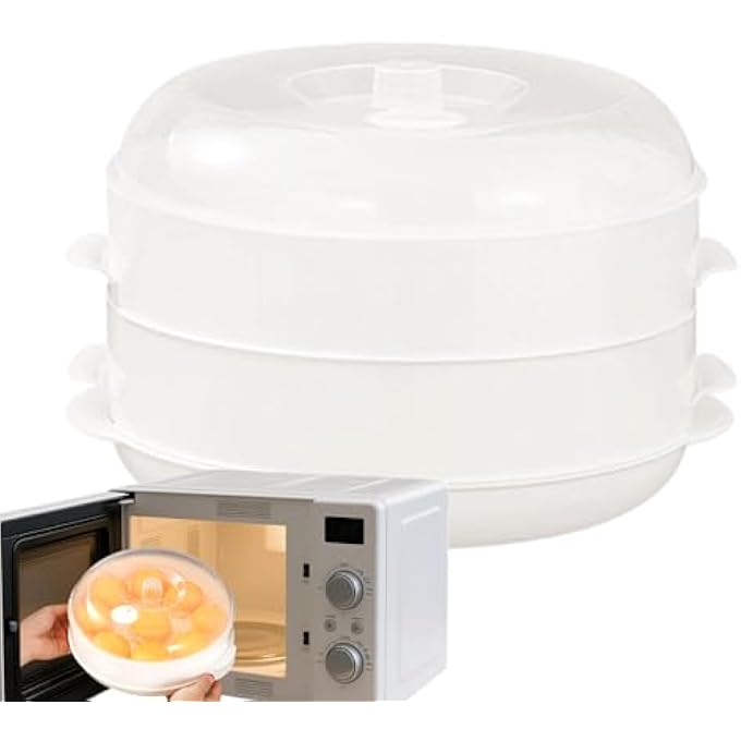 طباخ بخاري للميكروويف، وعاء متعدد الوظائف قابل للتكديس مع غطاء، طباخ خضراوات وأسماك لوجبات الغداء، إعادة تسخين الخضار في المطبخ، الطعام، الطبخ المنزلي، تحضير الطعام - Image 2