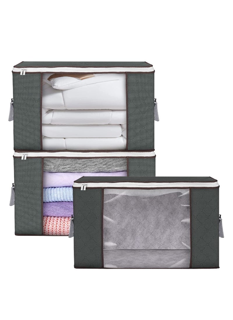 SKY-TOUCH - 3 Pieces Large Capacity Sized Bags Clothes Storage Bag Organizers with SeeThrough Window and Carry Handles - Image 1
