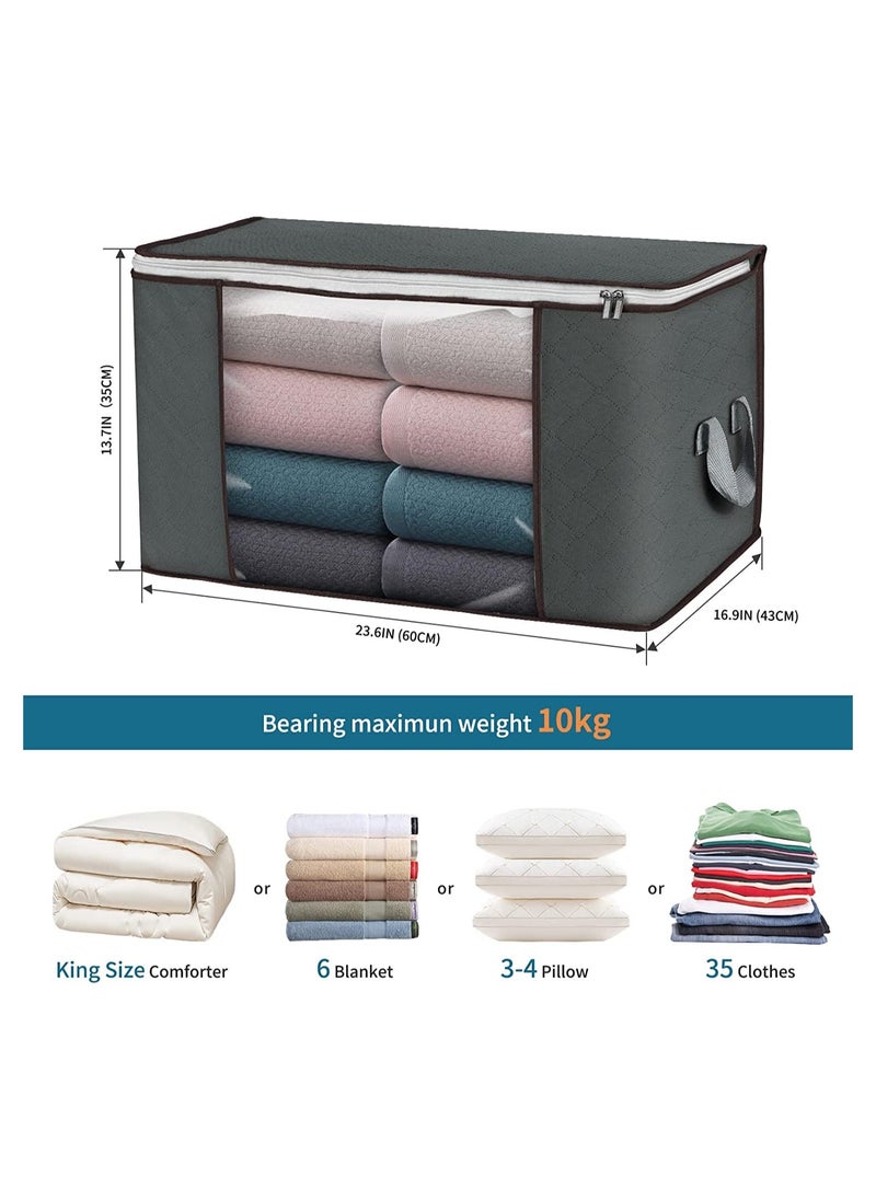 SKY-TOUCH - 3 Pieces Large Capacity Sized Bags Clothes Storage Bag Organizers with SeeThrough Window and Carry Handles - Image 1