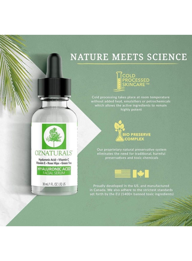 OZ Naturals Oznaturals Hyaluronic Acid Facial Serum (Rose Hips Extract, Hyaluronic Acid, Green Tea, Vitamin C, Vitamin E) 30ml - Image 5