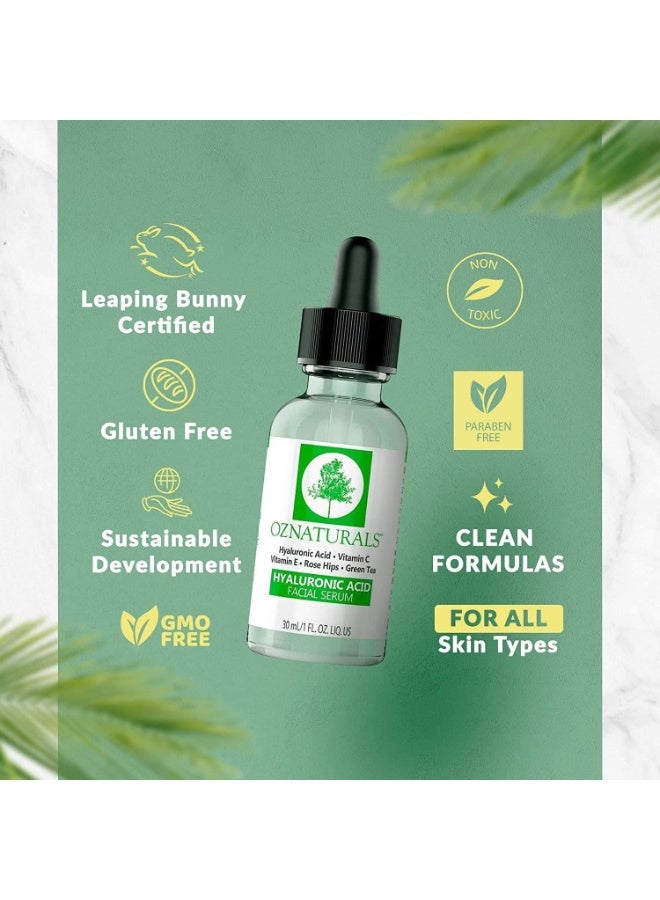 OZ Naturals Oznaturals Hyaluronic Acid Facial Serum (Rose Hips Extract, Hyaluronic Acid, Green Tea, Vitamin C, Vitamin E) 30ml - Image 4