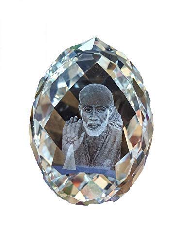 Sai Amrut 3D Crystal Sai Baba Idol Statue Murti for Pooja Purpose Sea Green_25 Inches - Image 1