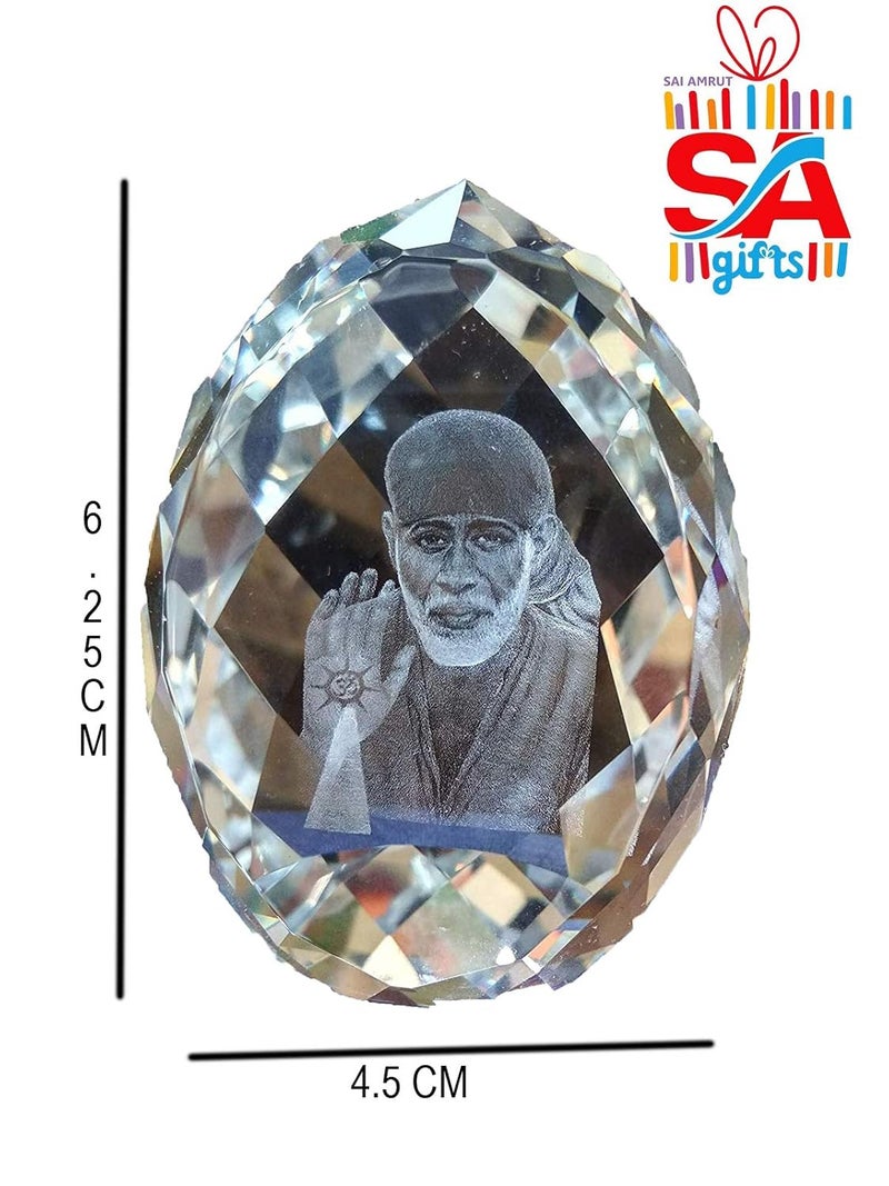 Sai Amrut 3D Crystal Sai Baba Idol Statue Murti for Pooja Purpose Sea Green_25 Inches - Image 2