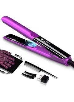 DORISILK DORISILK 500 Degree High Temp Professional Hair Straightener15s Fast Heating Ceramic Flat Iron 2 in 1 Hair Straightener and CurlerPlasma Flat Iron Get FrizzFree Dual Voltage for Travel Purlpe 
