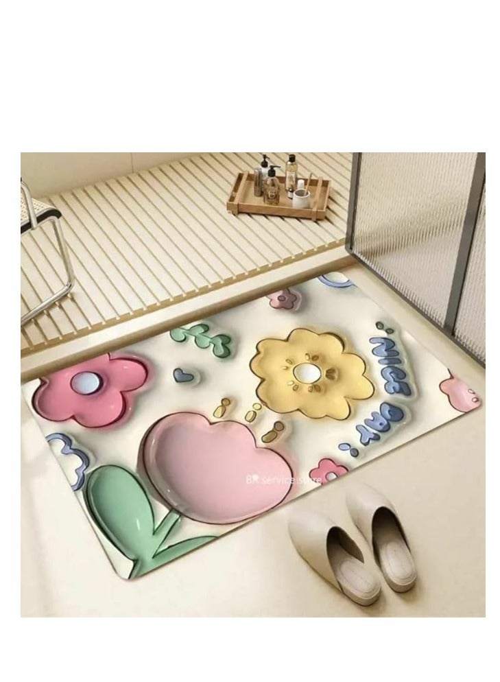 3D rubber non-slip floor mat that absorb shock - Compressed rubber material that absorbs water and is also machine washable - Image 2