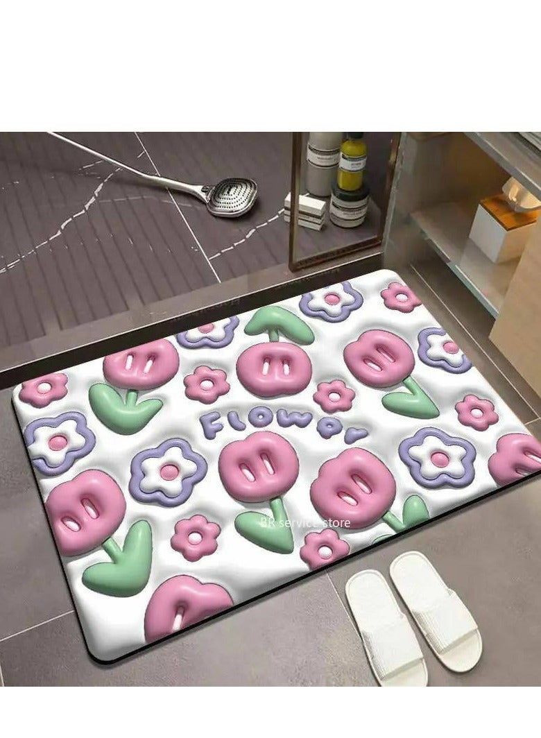 3D rubber non-slip floor mat that absorb shock - Compressed rubber material that absorbs water and is also machine washable - Image 1
