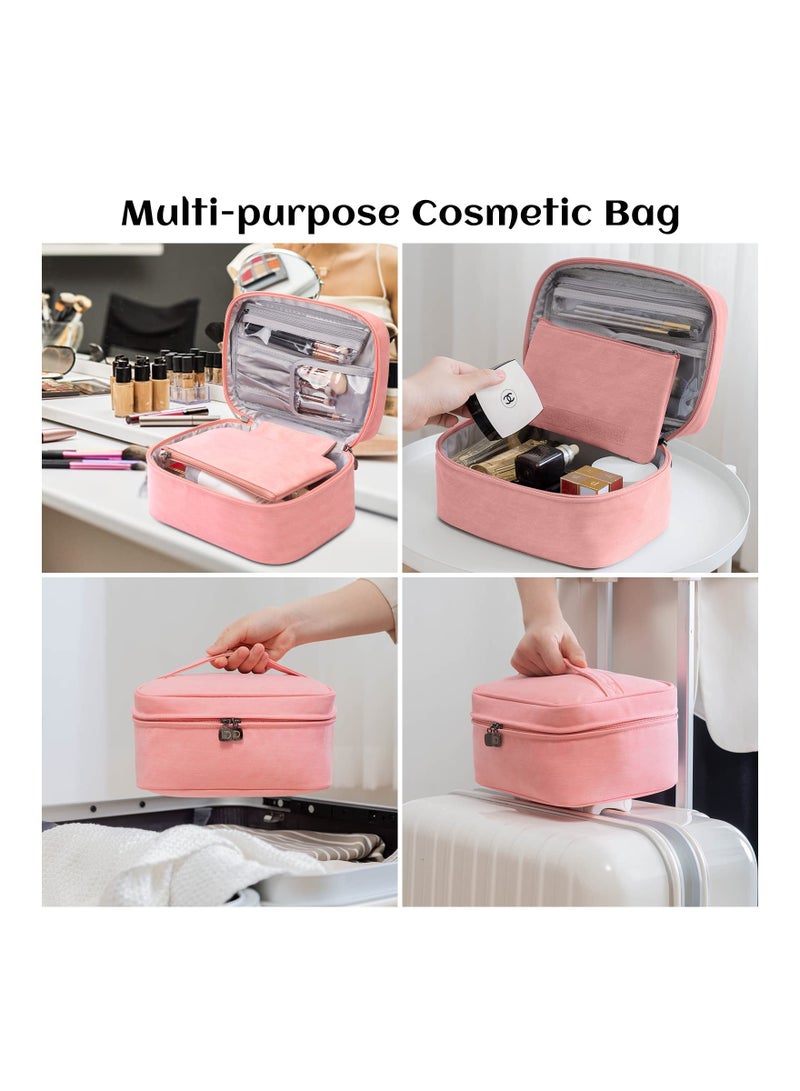 SYOSI, Waterproof Leather Cosmetic Travel Bag, Portable Makeup Brush Bag, Multifunctional Makeup Organizer Bag for Travel - Image 5