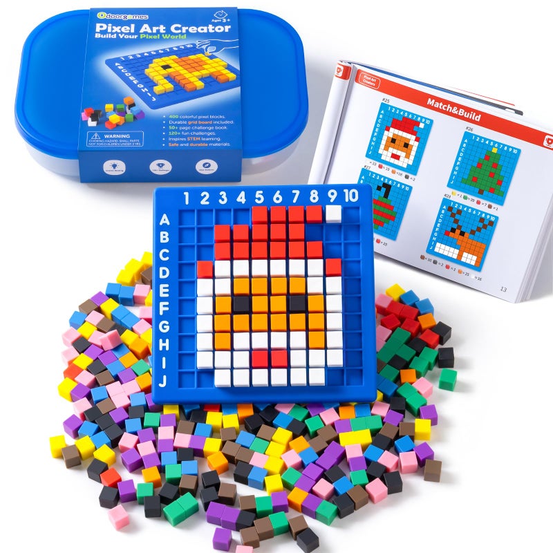 Odoorgames Pixel Art Creator STEM Toys 400 Hard Plastic Cubes Fine Motor Skills Educational Games Kindergarten Activities Toy for Kids - Image 3