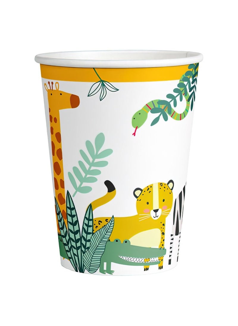 أكواب ورقية للاستخدام مرة واحدة من Jungle Safari، متعددة الألوان، سعة 250 مل، عبوة من 8 قطع