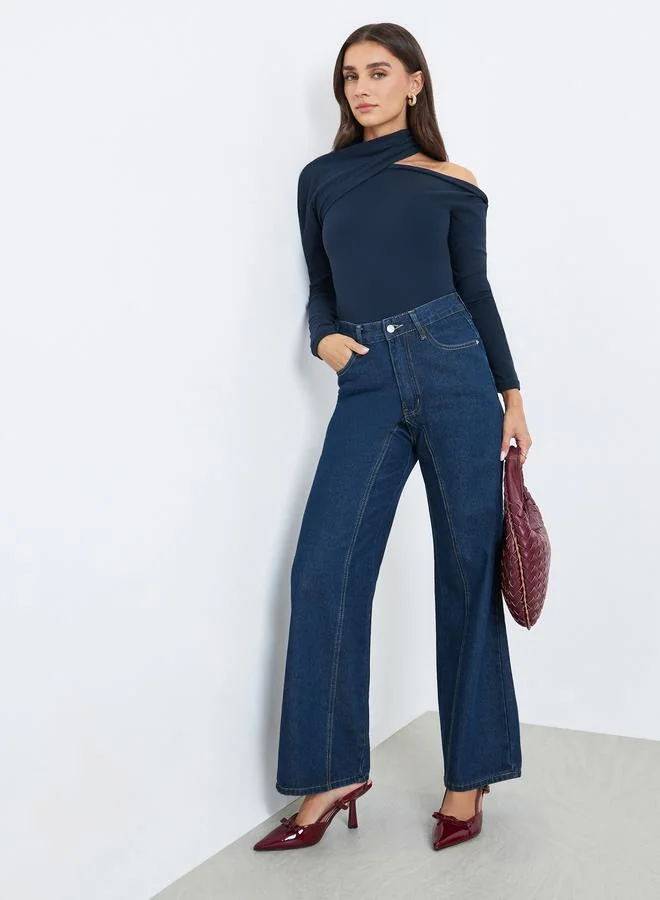 Women High Rise Wide Leg Jeans
