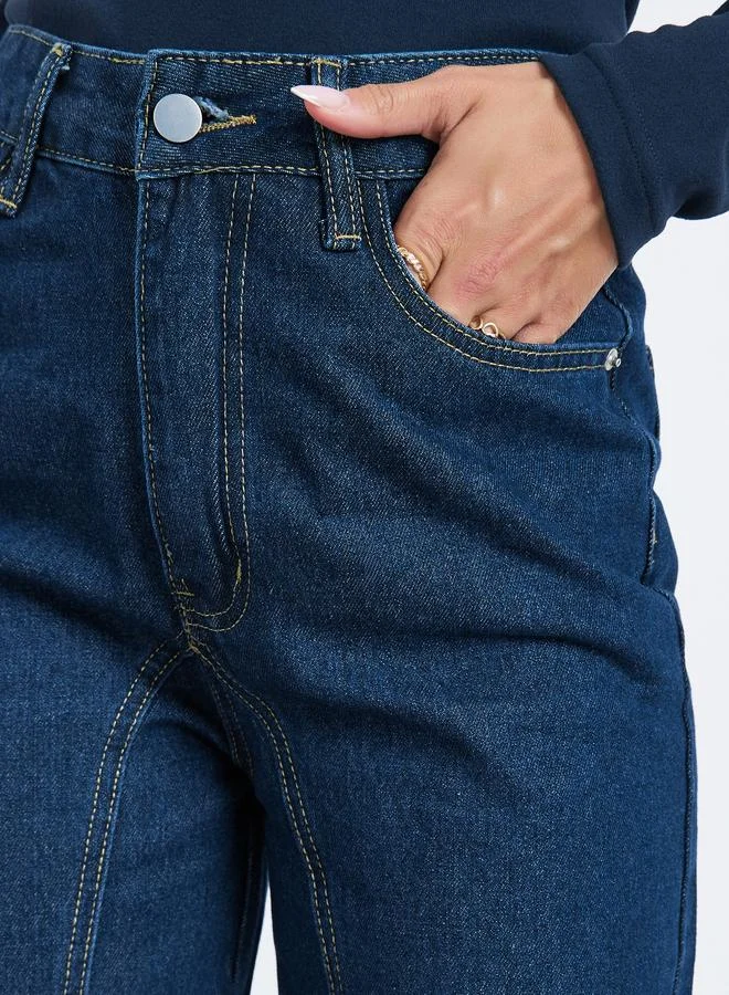 Styli  Women High Rise Wide Leg Jeans for Women | Best Price UAE
