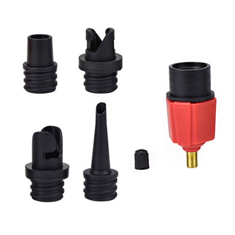 BUENNUS Car Compressor to Inflatable Pump Valve Adapter, 4 Nozzle Adapter for Air Mattress, Swimming Ring/Pool, Inflatable Bed/Sofa, Boat, Kayak, SUP, Black, Portable - Image 1